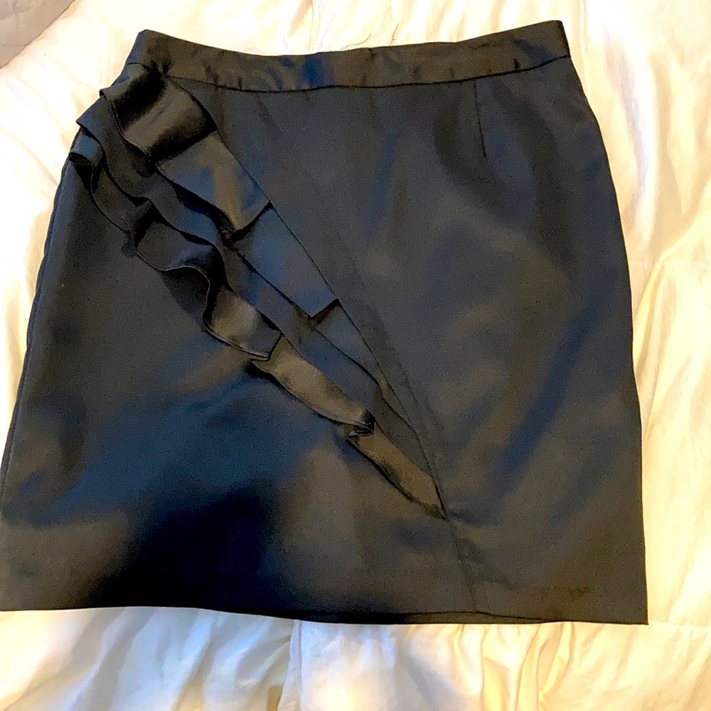 High Waist Satin Finish Ruffle Skirt